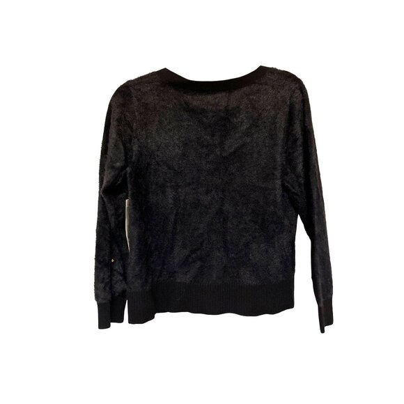 Fisher Fur Black Cardigan Sweater By Etcetera Size L Nylon & Viscose Blend - Picture 3 of 6